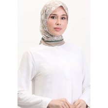 Desenli Soft Eşarp 70261-07 Bej Yeşil