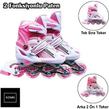 Feyza Design Işıklı Çocuk Patenleri Pembe Çift Sıra Ayarlanabilir
