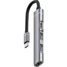 Hobilinka Ally 4in1 Type-C+3.5mm+Usb Girişli Çoğaltıcı Adaptör Çevirici HUB-(5775)