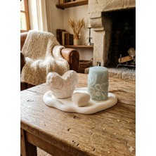 Doğal El Yapımı Dekoratif Taş Obje ve Tasarım Mum Seti - 4 Parça