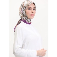 Desenli Soft Eşarp 70245-06 Eflatun Sütlü Kahve