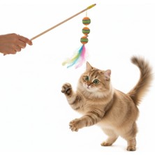 Feyza Design Tüylü ve Çıngıraklı Çok Renkli Kedi Oyuncağı