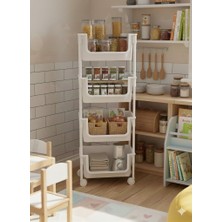 Leylart 4 Katlı Oyuncak Dolabı, Oyuncak Organizeri, Sepetli Çocuk ve Bebek Odası Düzenleyici Raf