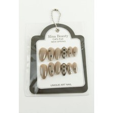 Zero Land Streozd Desenli Mina Beauty  Gözü Takma Tırnak-Krem