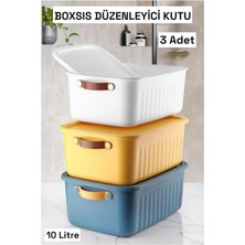 Leylart Boxsıs 3 Adet 10 Lt Mix Düzenleyici Kapaklı Kutu  Dekoratif Dolap Içi Organizer kutu