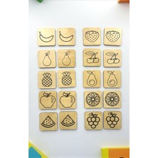 Feyza Design 20 Parça Ahşap Zeka Kartları Eşleştirme Oyunu (Meyveli)