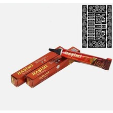 Abnturk 2 Adet Kaliteli Doğal Kırmızı Dövme Şablonu Hediyeli Hint Kınası Geçici Dövme