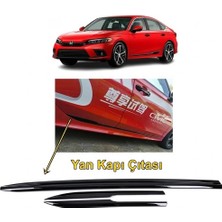 Otohousse Honda Civic Fe1 2022 ve Sonrası Parlak Siyah Piano Black Yan Kapı Çıtası 4 Parça