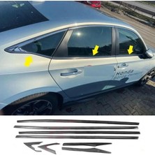 Otohousse Honda Civic Fe1 2022 ve Sonrası Uyumlu Paslanmaz Krom Alt Cam Çıtası 8 Parça