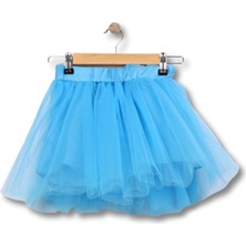 Modan Güzel Kız Çocuk Tüllü Tütü Etek Mavi