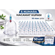 Hobilinka 6 Numara Hacamat Kupası 50 Adet Vakumlu Kupa Bardak Dayanıklı Plastik Manuel Hacamat Kabı