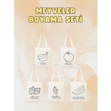 Junobi Meyveler Boyanabilir Bez Çanta Seti (5’li) – Çocuklar Için Boyama Aktivite SETI-35X40 cm