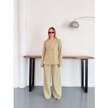 My Lunessa Haki Tasarım Double Kumaş Düğme Detaylı Pantolon Ceket Takım