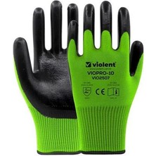 Violent Viopro Nitril Kaplı Örme Eldiven Fosforlu Sarı-Siyah No 10 2507