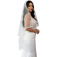 Moda Nur Duvak, Gelin Duvak, Gelin Kına Duvak, Yüz Örtüsü ,kırık Beyaz, Biyeli Duvak