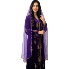 Moda Nur Duvak, Gelin Duvak, Gelin Kına Duvak, Yüz Örtüsü ,mor Duvak