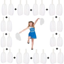 Magicool 12 Çift ( 24 Adet ) Beyaz Renk 23 Nisan 19 Mayıs 29 Ekim Okul Gösteri Ponponları