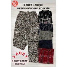 GD Goldoremi Kadın 3 Adet Kurdeleli Yumuşak Mevsimlik Viskon Desenli Cepsiz Pijama Altı /desen Karışık Gönderilecektir