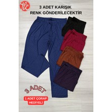 GD Goldoremi Kadın 3 Adet Puantiyeli Yumuşak Viskon Kumaş Lastikli Bel Cepli Pijama Altı / Renk Karışık Gönderilecektir