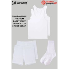 GD Goldoremi Erkek Premium %100 Pamuklu 2 Adet Klasik Rahat Ter Emen Atlet 2 Adet Boxer 2 Adet Uzun Çorap