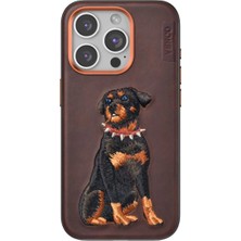 Magicool Venco Iphone 15 Pro Perma Desenli Kapak - Koyu Kahve