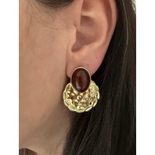 Celestia Kadın Vintage Küpe Altın Kaplama Çelik Küpe Suya Dayanıklı Kararma Yapmaz Modern Küpe