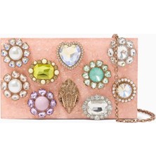 Kurt Geiger Crystal Box Taşlı Lüks Tasarım Kadın Clutch