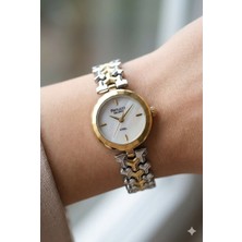 Ferrucci Zarif Tasarım Kadın Kol Saati | 26 mm Çelik Kasa, Altın Gümüş Metal Kordon, Beyaz Kadran