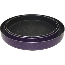 Abnturk 32-34-40CM 3'lü Sapsız 3 Katlı Granit Kaplama Alüminyum Tepsi Karamayan Torna Taban Yapışma Yapmaz