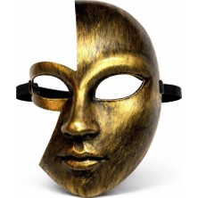 Antik Efektli Altın Yarım Yüz Parti Maskesi - Lisinya