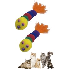 Feyza Design Yumuşacık Renkli Kedi Oyuncağı - 2 Adet Tırtıl Şeklinde