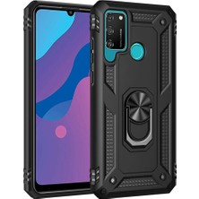 Magicool Huawei Y6P Kılıf Sofya Yüzüklü Silikon Kapak - Siyah