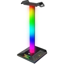 Braventa Collection Rgb Işıklı Kulaklık Standı, USB Hub Destekli, Dokunmatik Kontrol, Çift USB Port, Kaymaz Taban, Masas