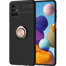 Magicool Samsung Galaxy M51 Kılıf Range Yüzüklü Silikon - Siyah-Gold
