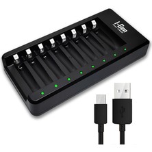 Braventa Collection I- G800 8' Pil Şarj Aleti /aaa Kalem Pil Uyumlu Type-C Giriş Akıllı Şarj Cihazı