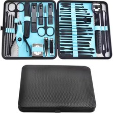 Braventa Collection 36 Profesyonel Manikür Pedikür Seti, Paslanmaz Tırnak Bakım Aletleri, Mavi- Taşıma Çantalı
