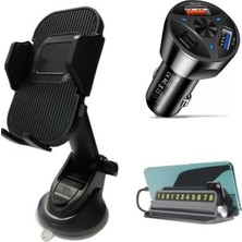 Braventa Collection Üçlü Set Araba Telefon Tutacağı Şarj Destekli Çakmaklık Araç Numaratörü