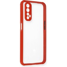 Magicool Realme 7 Kılıf Miami Şeffaf Silikon - Kırmızı
