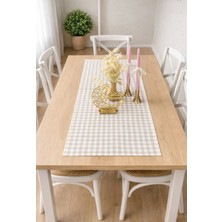 Nurgita Home Vintage Duck Keten Kareli Düz Runner & Masa Örtüsü & Dekoratif Örtü ( 40 x 140 Cm)