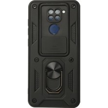 Magicool Xiaomi Redmi Note 9 Kılıf Pars Lens Yüzüklü Silikon - Siyah