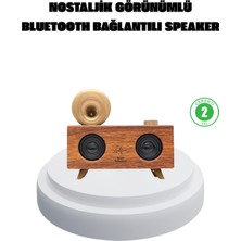 Kuzgun Ticaret Çift Hoparlörlü Bluetooth Gramofon Speaker – Fm Radyo, Usb, Sd Kart ve Aux Girişli - Lisinya