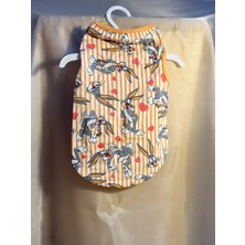 Patipin Pamuklu Esnek Dokulu Kedi Köpek Kıyafeti - Turuncu Çizgili Serisi