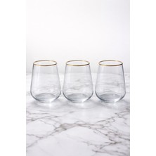 Sigma Glass Nevada 3'lü Gold Yaldızlı Şık Meşrubat Bardağı Seti - Altın Kenarlı
