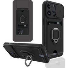 Magicool Iphone 13 Pro Kılıf Zuma Kartvizitli Yüzüklü Silikon - Siyah