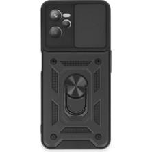 Magicool Realme C35 Kılıf Pars Lens Yüzüklü Silikon - Siyah