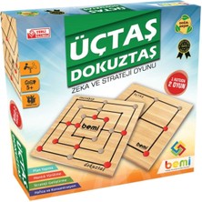 Feyza Design Lüks Ahşap Doğal Üçtaş Dokuztaş Çocuk ve Aile Zeka Oyunu