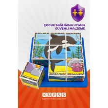 Feyza Design 6 Farklı Deniz Hayvanları 3D Küp Puzzle - Eğitici Oyuncak (3-6 Yaş)
