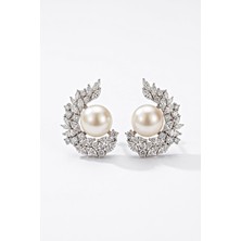 Leifa Jewelry Inci & Swarovski Taşlı 925 Ayar Gümüş Küpe