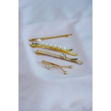 Kuzgun Ticaret Incili Altın Renk Yan Toka Kombini 4lü - 9812000019-1923