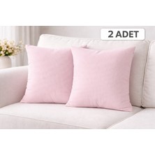Bn Çaki Pelüş Çift Taraflı Kırlent Kılıfı 2 Adet Pembe 45X45